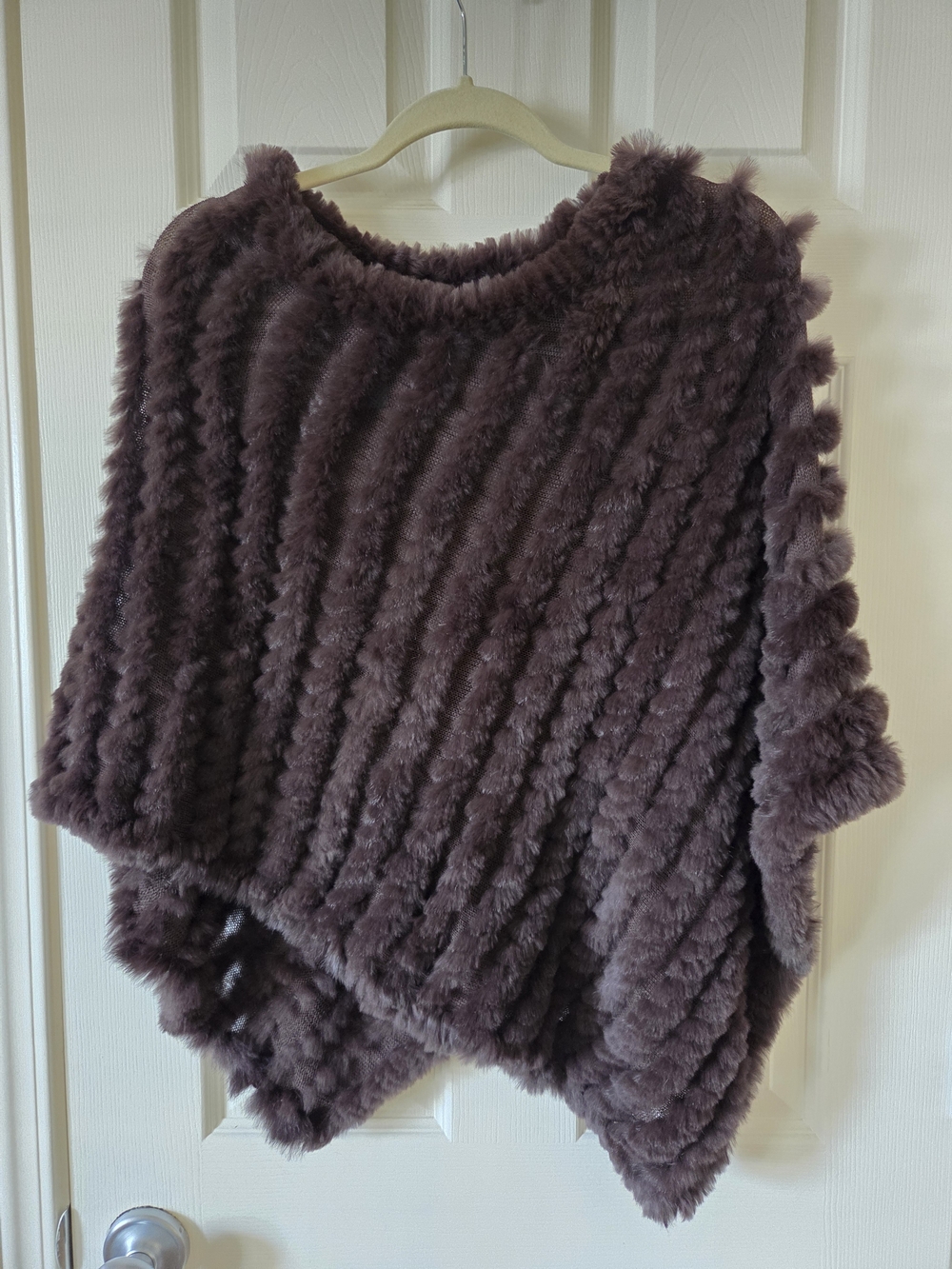 Genuine Rabbit And Wool Blend Poncho
